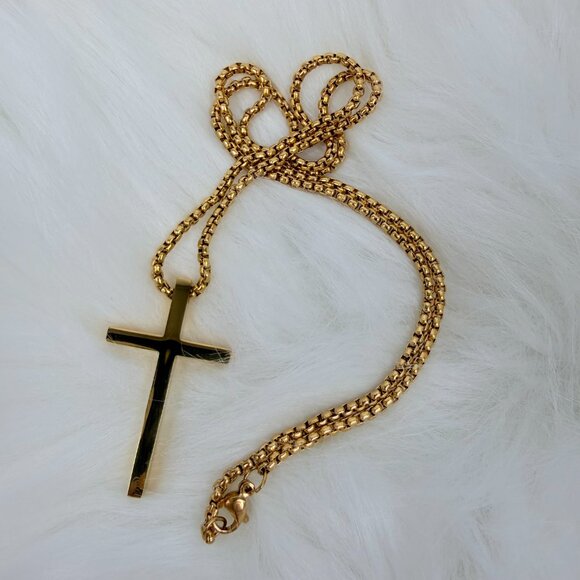 New Stainless Steel Cross Pendant Chain Necklace for Man and Woman/23 inch - Picture 3 of 12